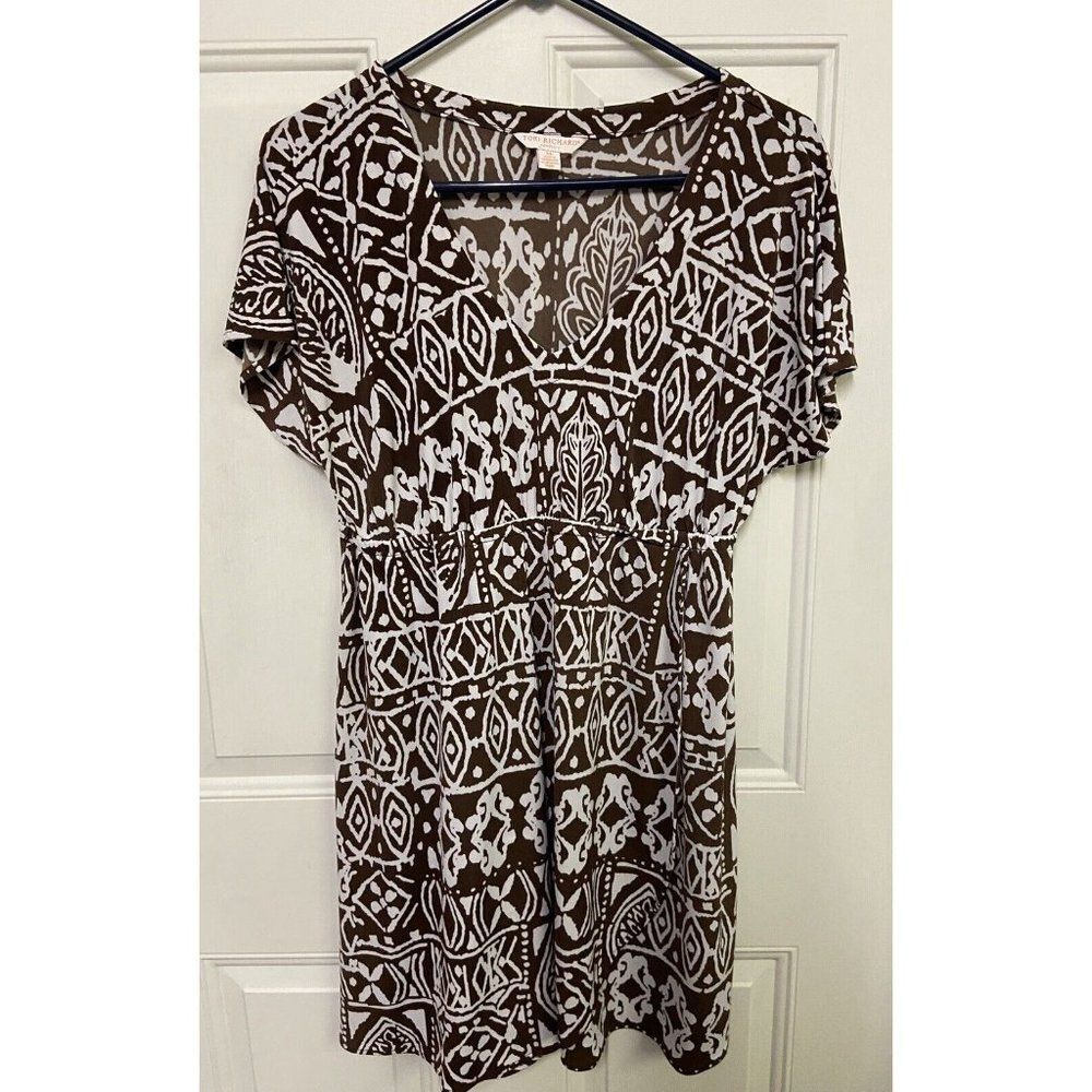 VTG torrie richard Honolulu faux wrap brown floral dress Size Medium Stretch